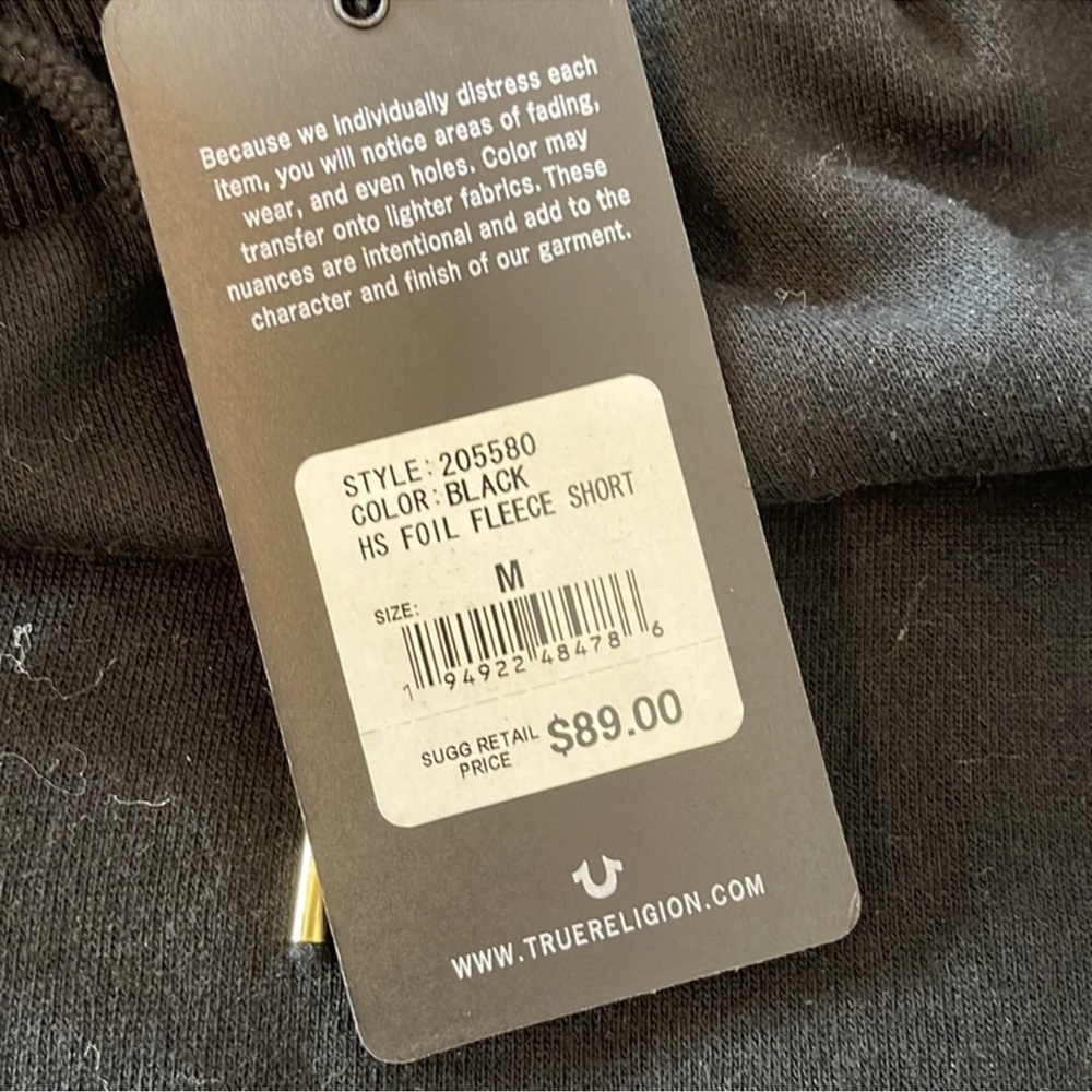 True Religion High Rise Sweat Shorts Black Medium - Picture 10 of 16